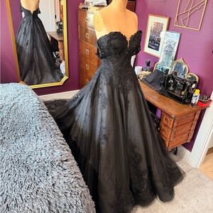 Sophia Tolli Rebekah Black Strapless Lace Ballgown Wedding Dress